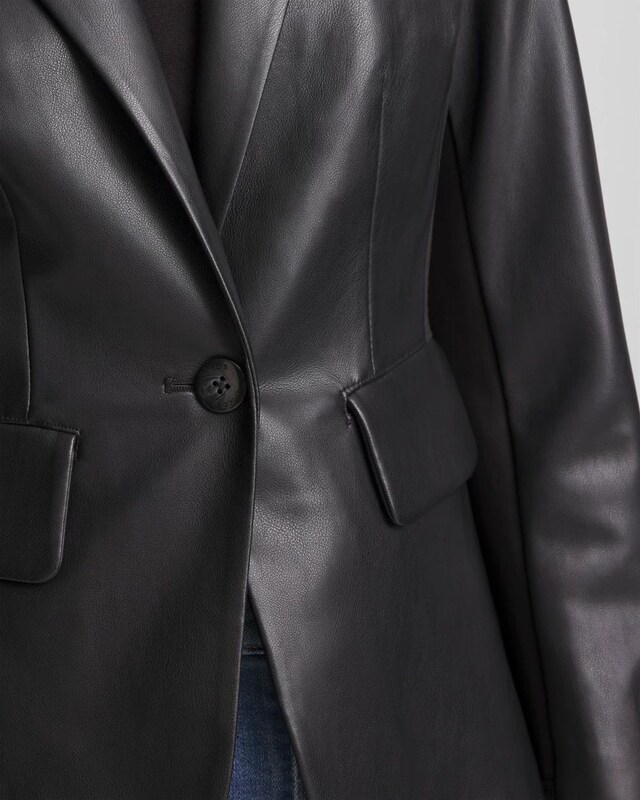 Faux Leather Peplum Blazer - image 4